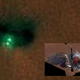 A zoomed-in view of the InSight lander. Its two solar panels are clearly visible as the brightest spots. The inset photo is a selfie taken by the lander a few days ago. The lander is about 6 meters (20 feet) wide when the solar arrays are fully deployed.